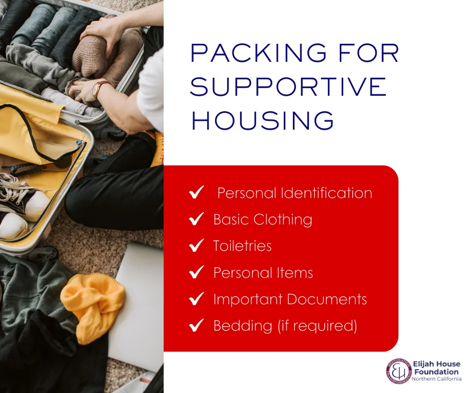 a packing list to prepare for moving into supportive housing